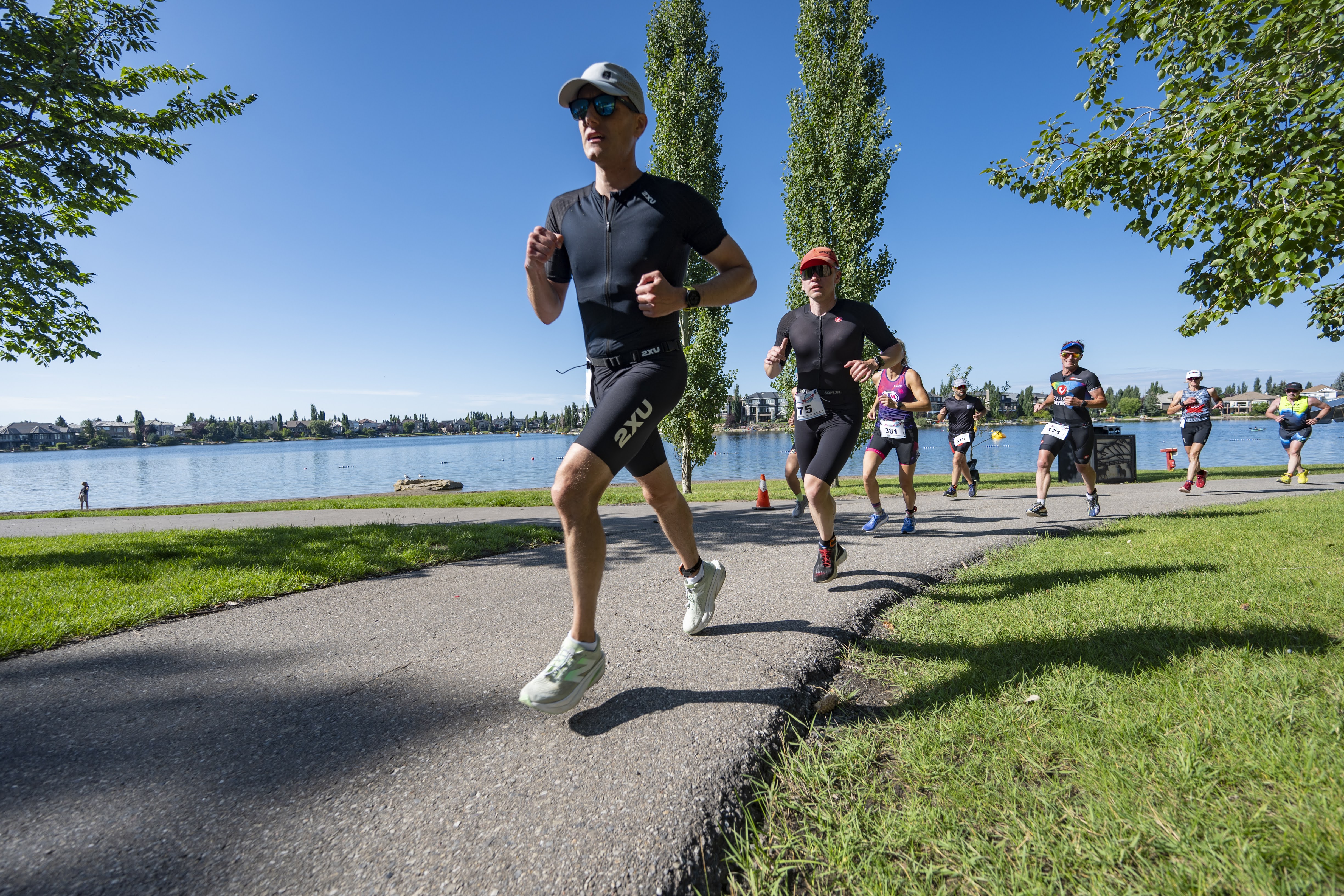 Triathlon racing action